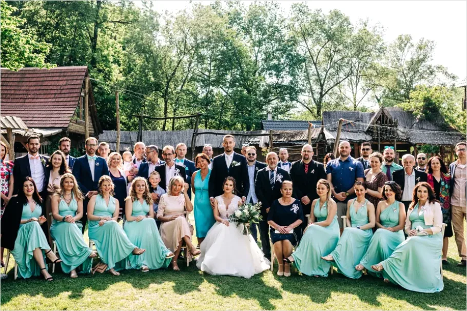 Detail Wedding Party Group Photo Outdoors Number 3