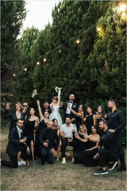 Detail Wedding Party Group Photo Outdoors Number 4