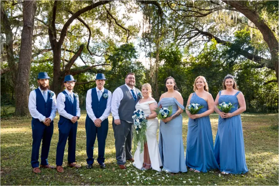 Detail Wedding Party Group Photo Outdoors Number 5