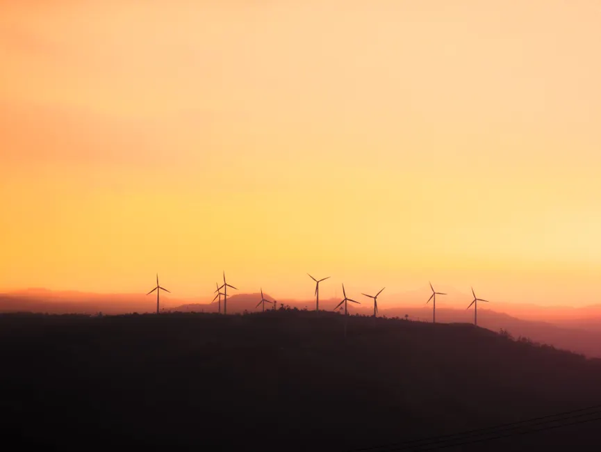 Detail Wind Turbine Farm Sunset Renewable Energy Number 3