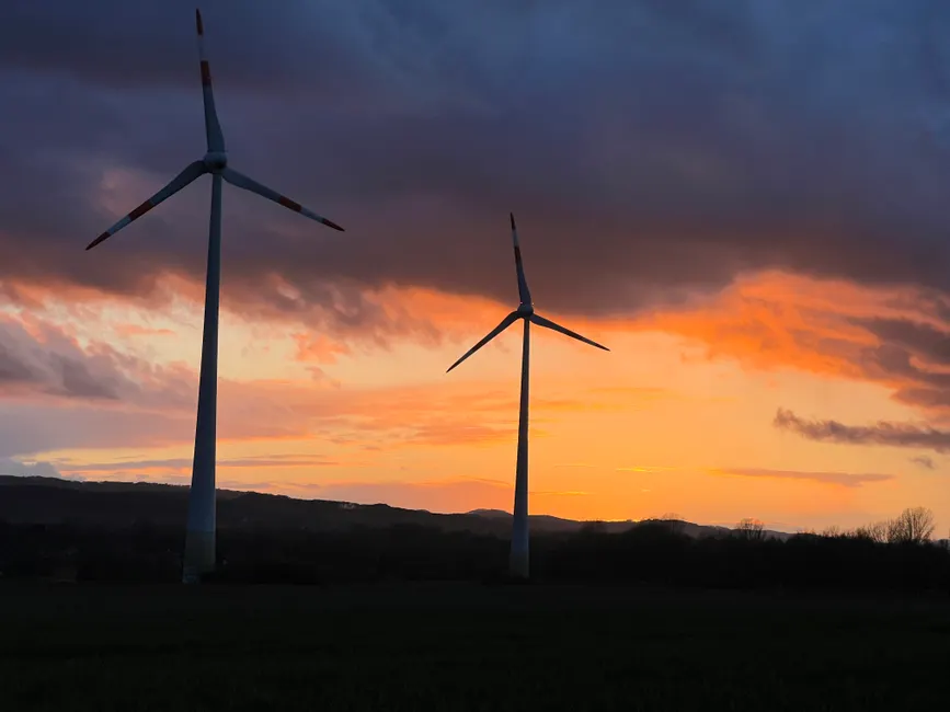 Detail Wind Turbine Farm Sunset Renewable Energy Number 5
