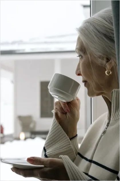 Detail Woman Drinking Tea By Window Number 12