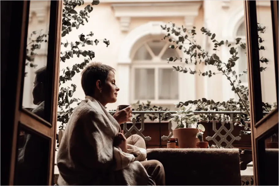 Detail Woman Drinking Tea By Window Number 14