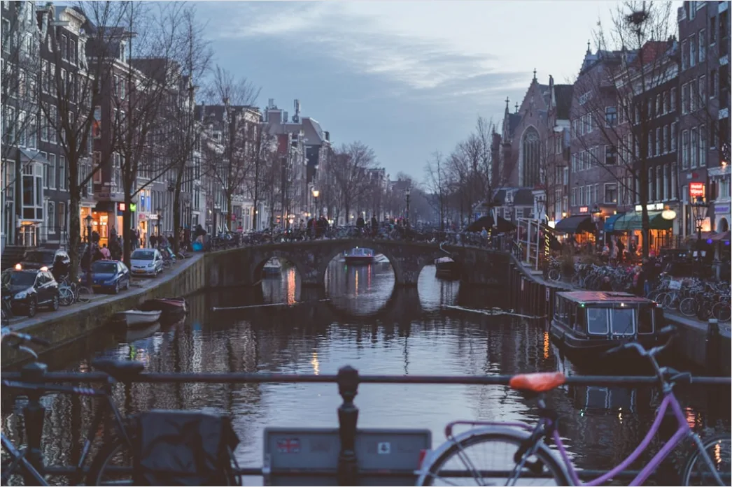 Detail Amsterdam Canal Houses Sunrise Reflection Number 6