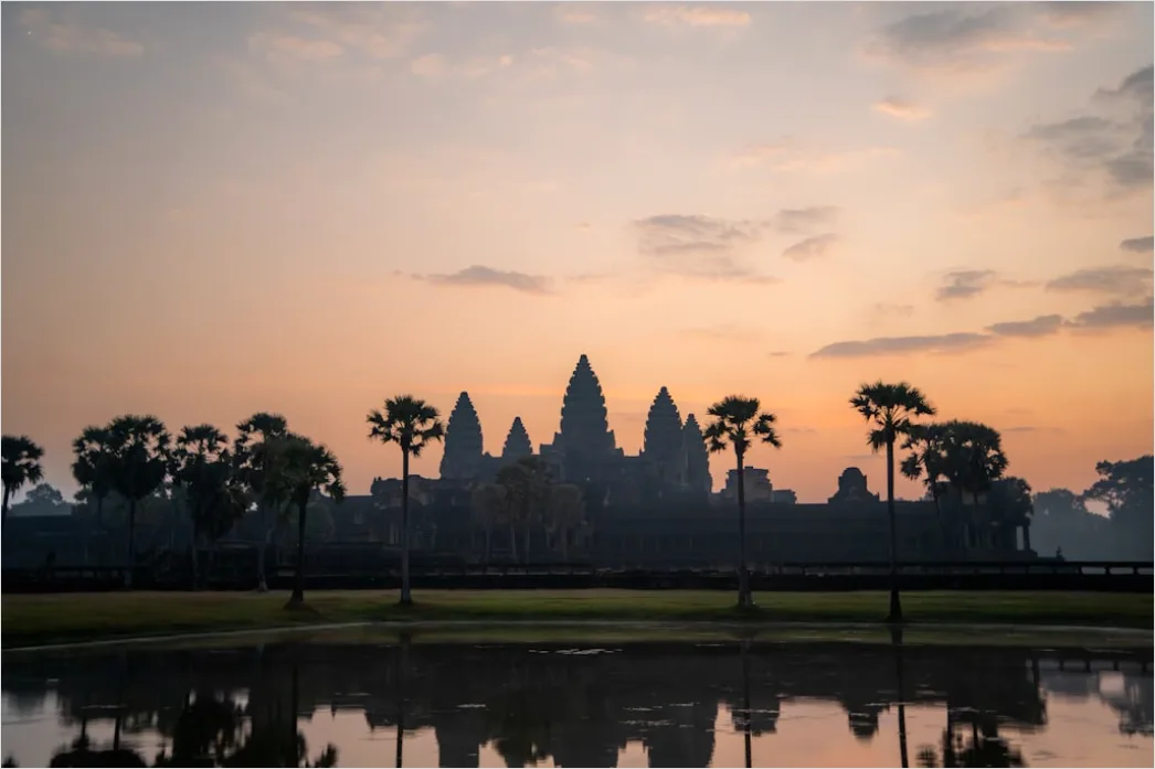 Detail Cambodia Angkor Wat Sunrise Silhouette Number 12