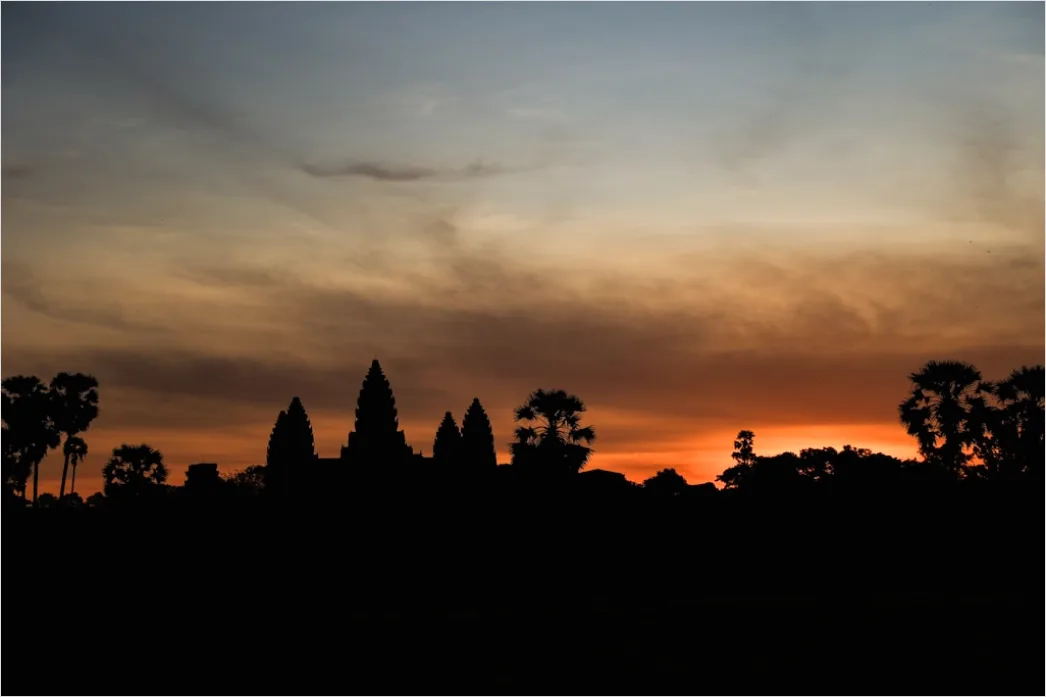 Detail Cambodia Angkor Wat Sunrise Silhouette Number 15