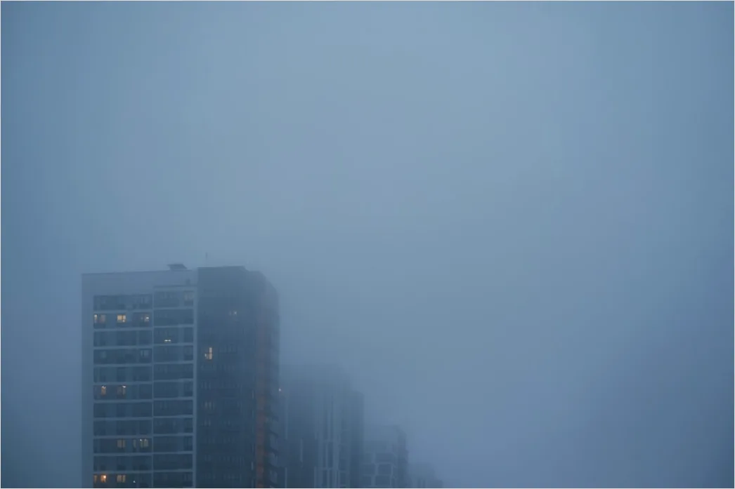 Detail Dense Fog City Skyline Silhouette Number 12