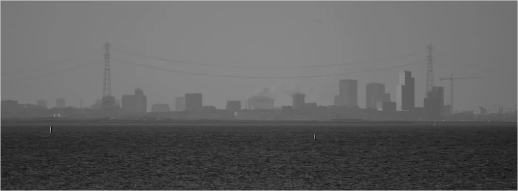 Detail Dense Fog City Skyline Silhouette Number 14