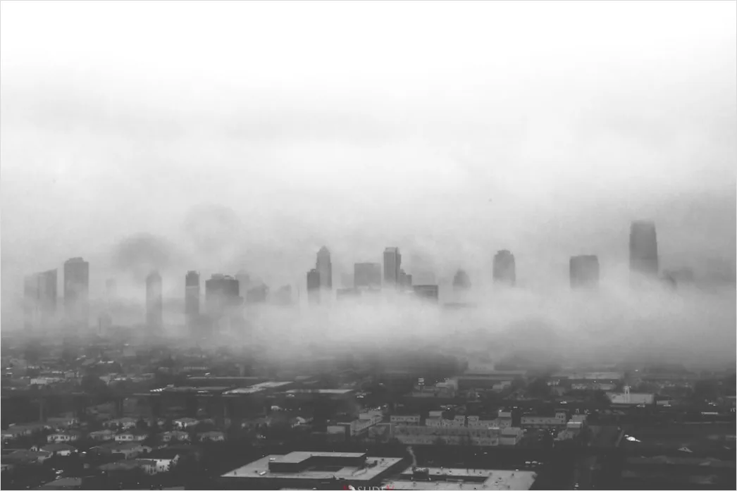 Detail Dense Fog City Skyline Silhouette Number 16