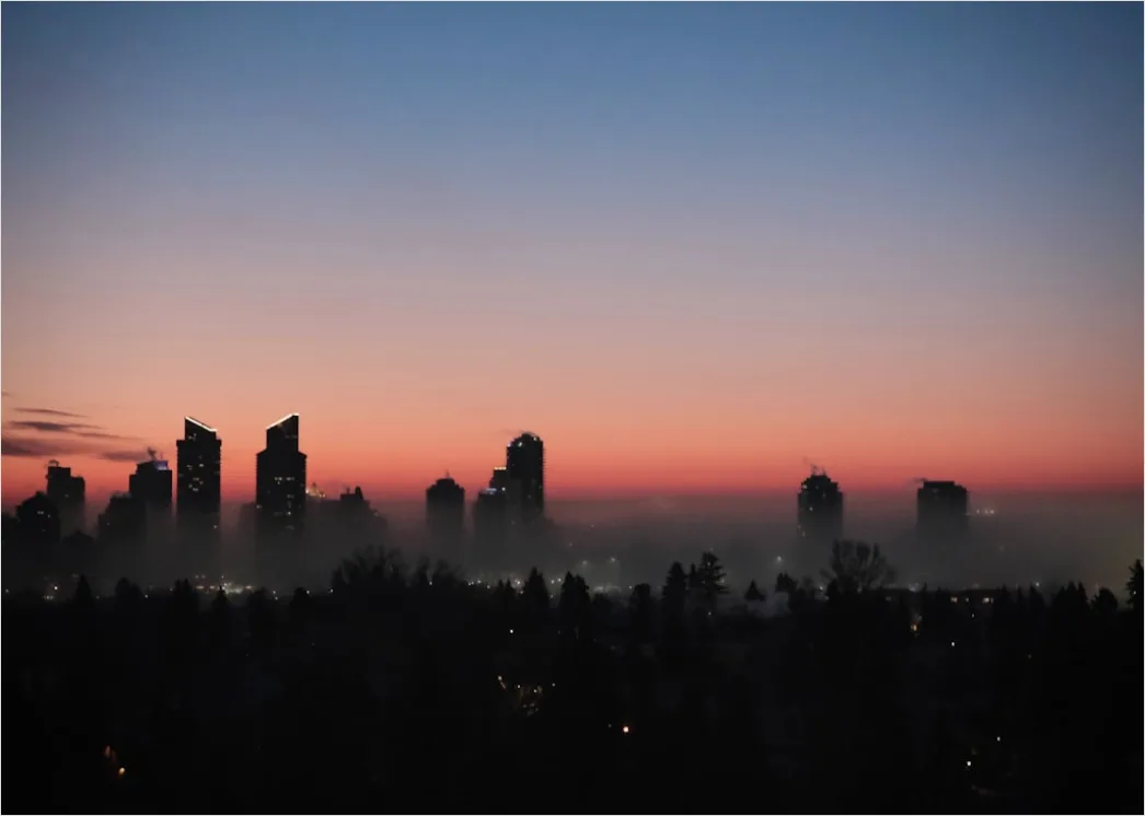 Detail Dense Fog City Skyline Silhouette Number 6