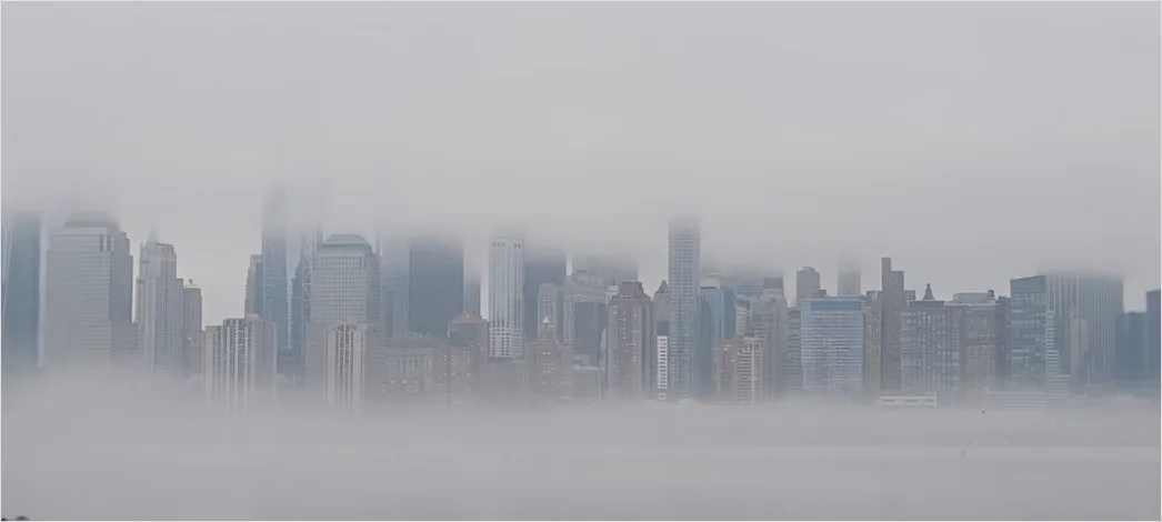 Detail Dense Fog City Skyline Silhouette Number 8