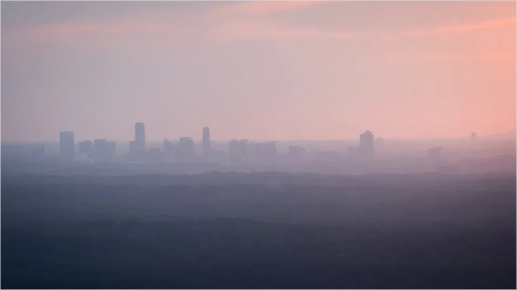 Detail Dense Fog City Skyline Silhouette Number 10