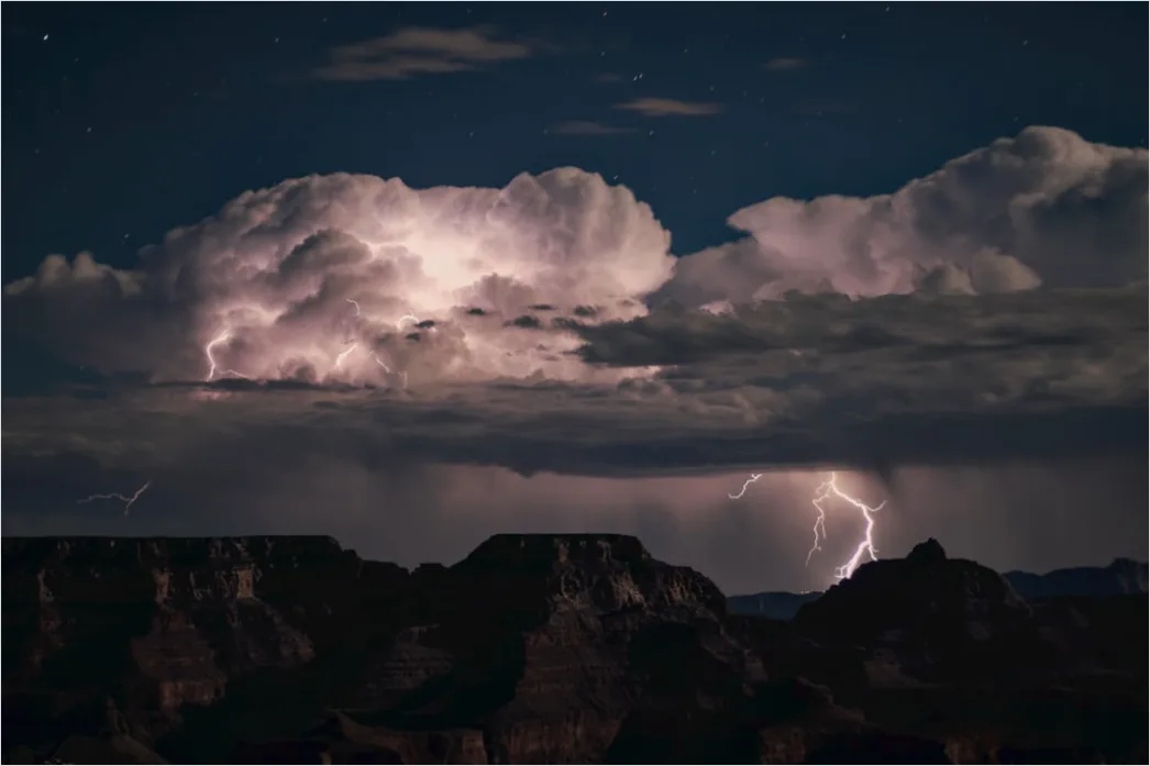Detail Distant Lightning Behind Mountains Night Number 19