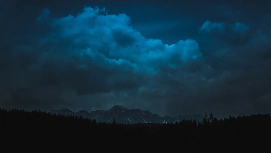 Detail Distant Lightning Behind Mountains Night Number 4