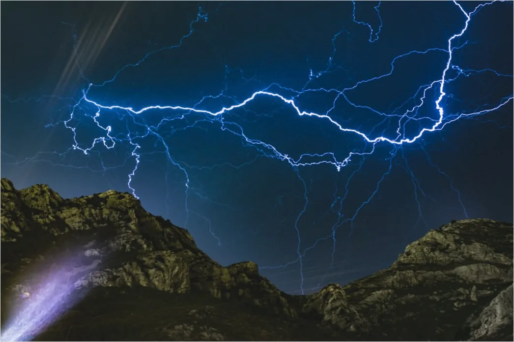 Detail Distant Lightning Behind Mountains Night Number 5