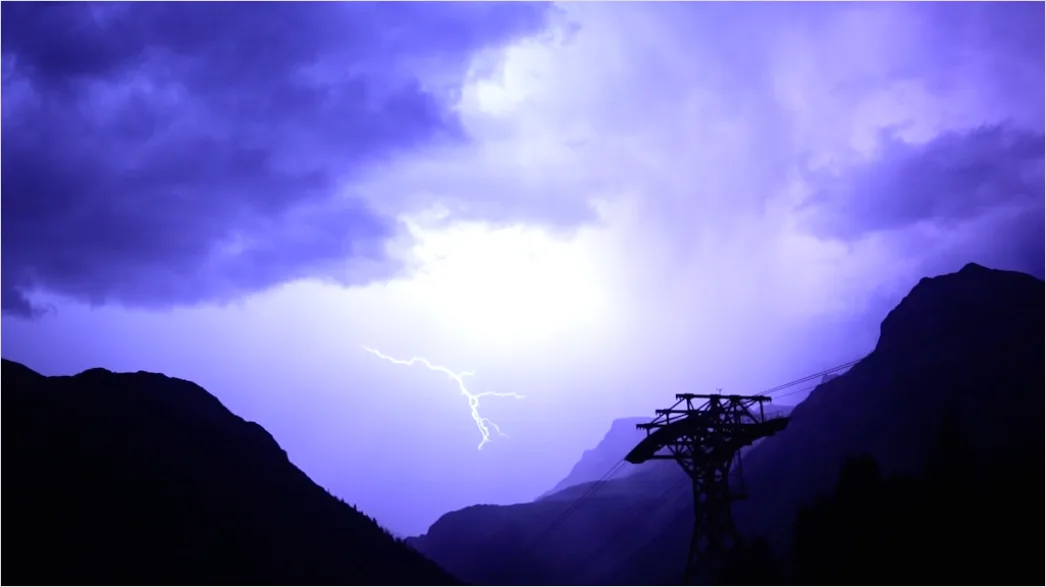 Detail Distant Lightning Behind Mountains Night Number 6