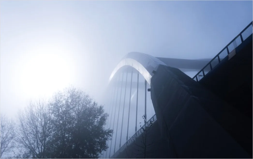 Detail Foggy Bridge Disappearing Perspective View Number 8