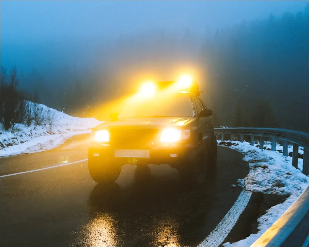 Detail Foggy Road Headlights Low Visibility Number 16