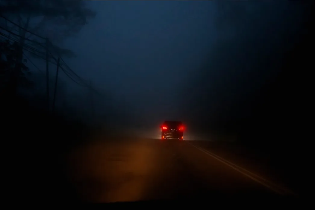 Detail Foggy Road Headlights Low Visibility Number 17