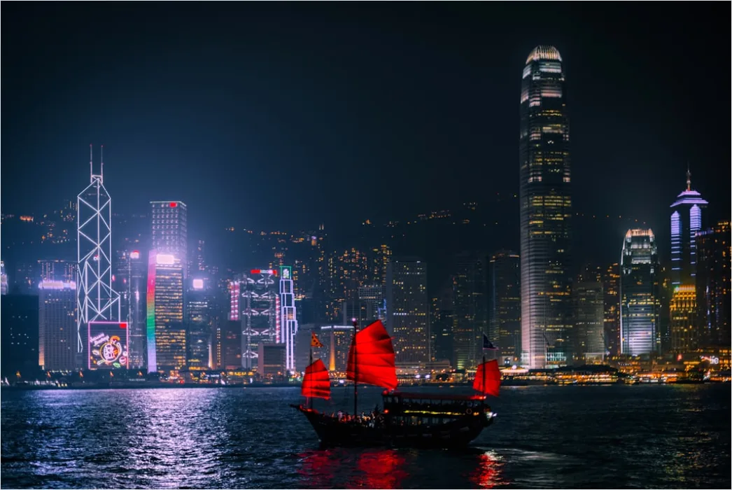 Detail Hong Kong Skyline Victoria Harbor Night Number 2
