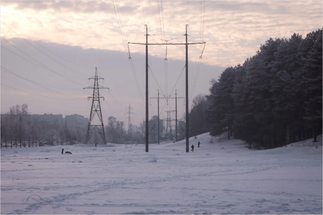 Detail Ice Storm Power Lines Frozen Scene Number 2