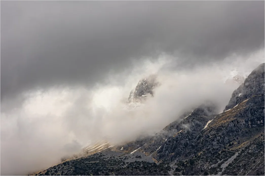 Detail Low Clouds Hugging Mountain Slopes Number 14