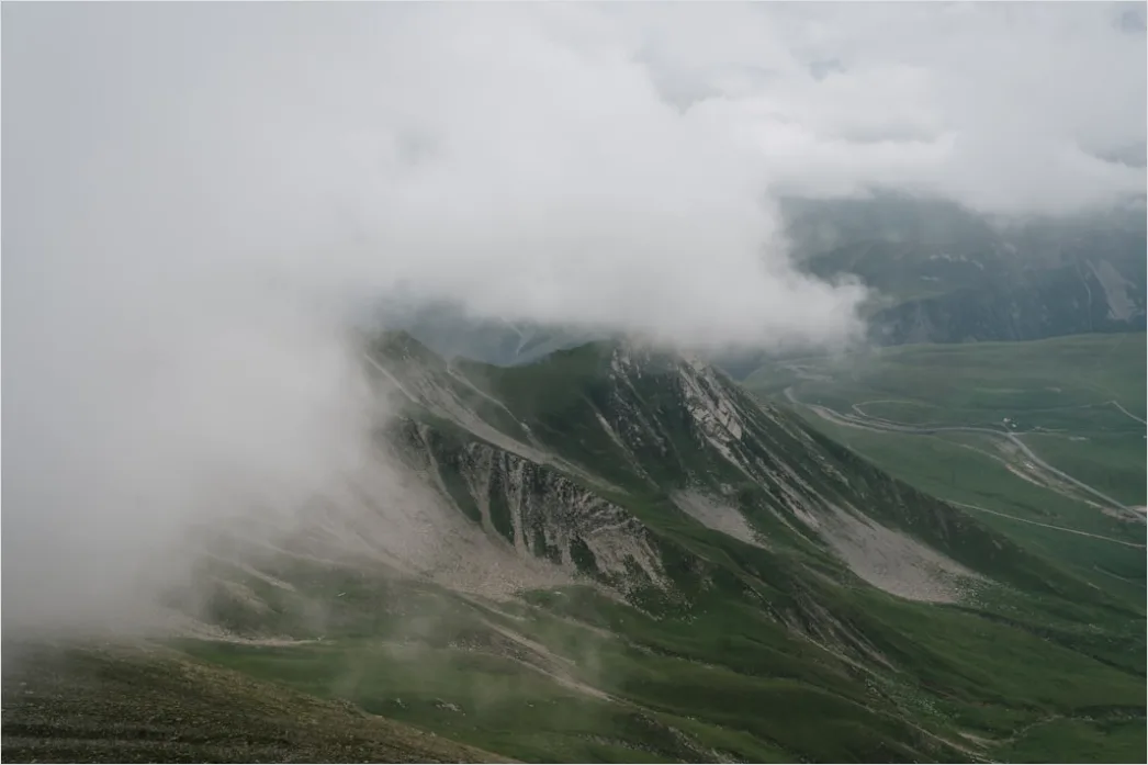 Detail Low Clouds Hugging Mountain Slopes Number 7