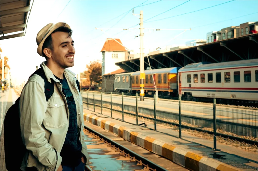 Detail Man With Backpack Train Platform Number 3