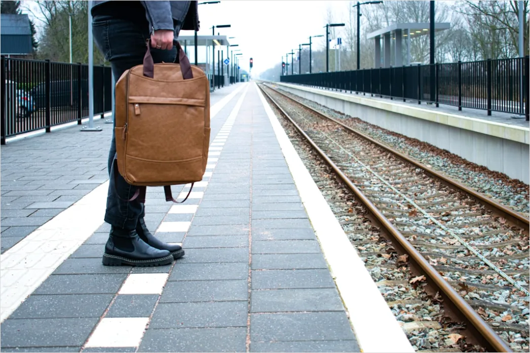 Detail Man With Backpack Train Platform Number 6