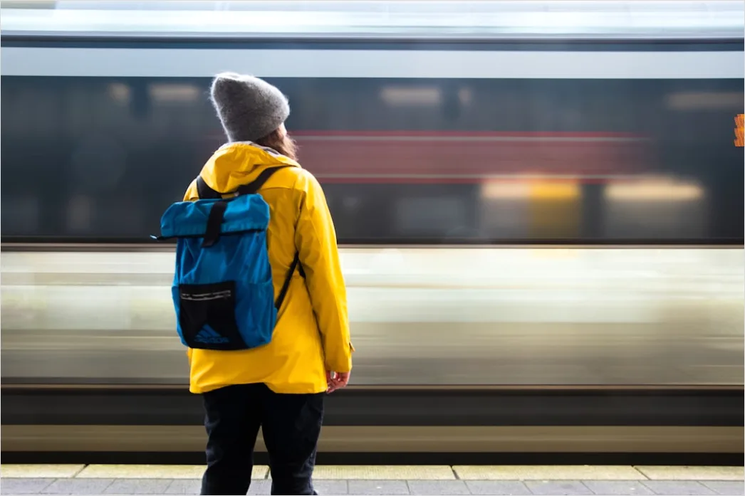 Detail Man With Backpack Train Platform Number 8