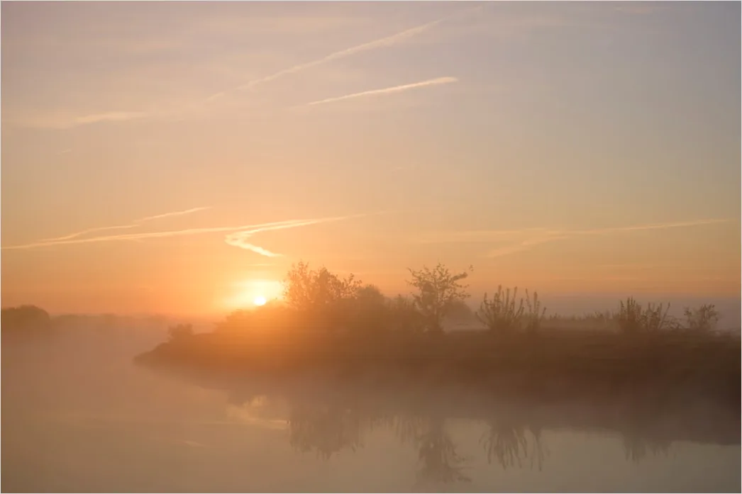 Detail Mist Over River Golden Hour Number 7