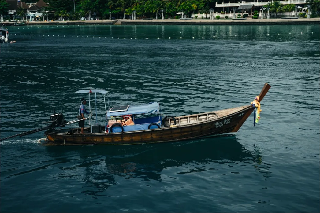 Detail Phuket Beach Longtail Boat Sunrise Number 12