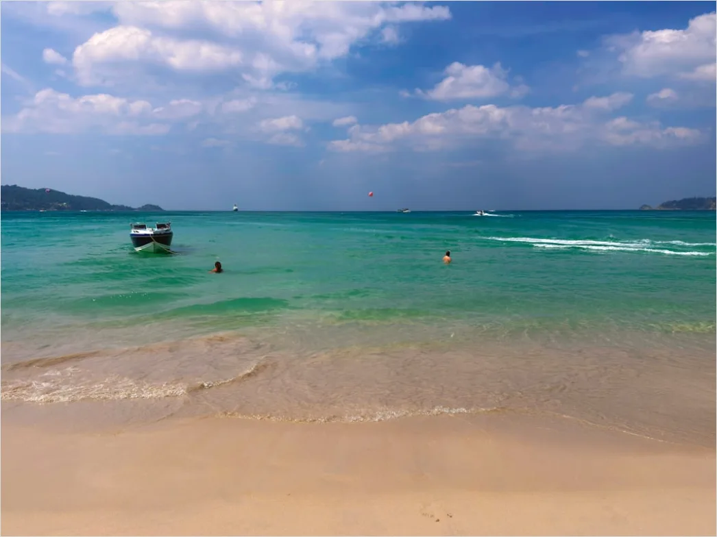 Detail Phuket Beach Longtail Boat Sunrise Number 13
