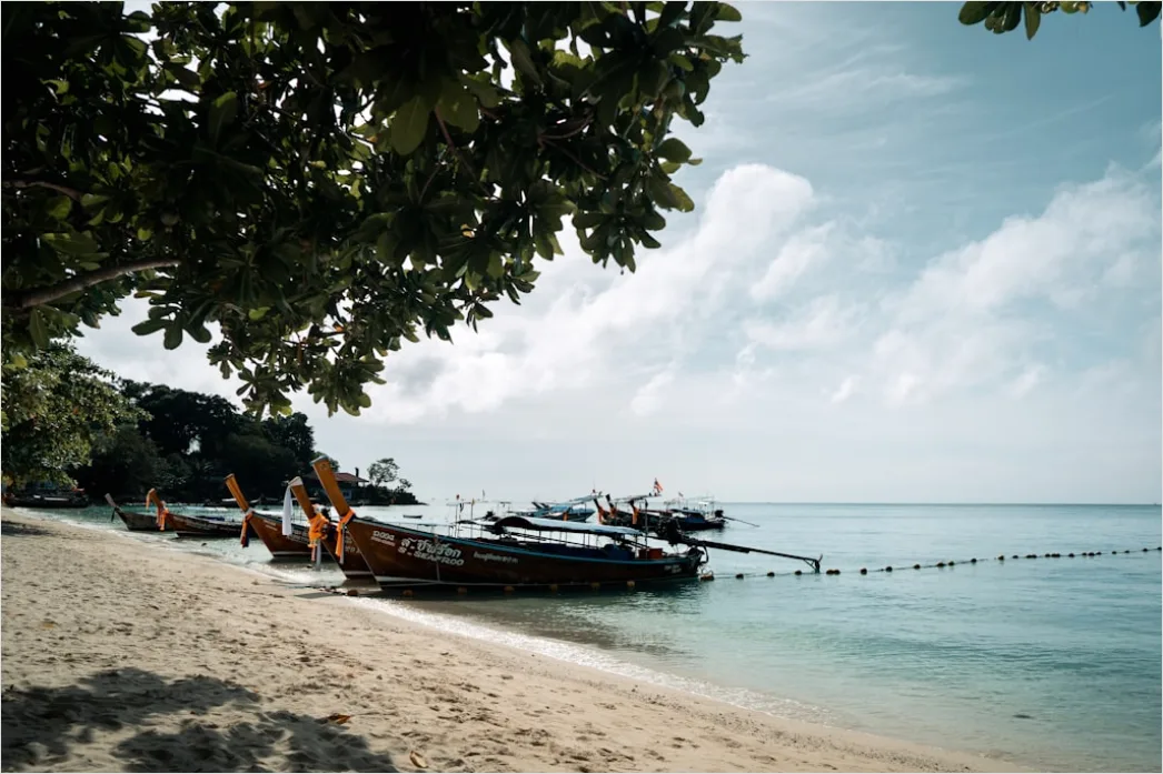 Detail Phuket Beach Longtail Boat Sunrise Number 8