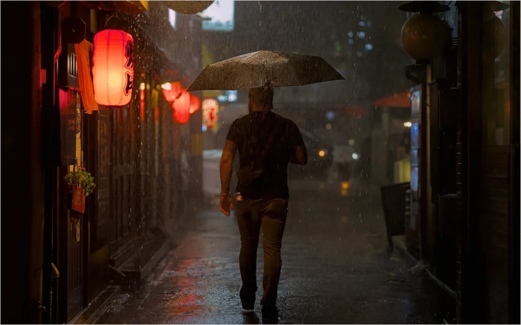 Detail Rainy Alley Neon Lights Bokeh Number 13