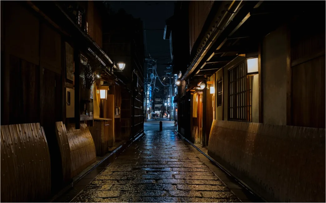 Detail Rainy Alley Neon Lights Bokeh Number 15
