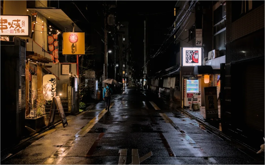Detail Rainy Alley Neon Lights Bokeh Number 16