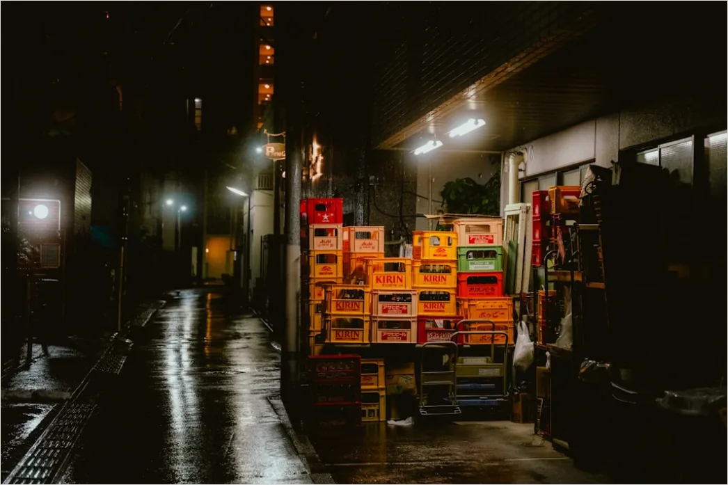 Detail Rainy Alley Neon Lights Bokeh Number 4