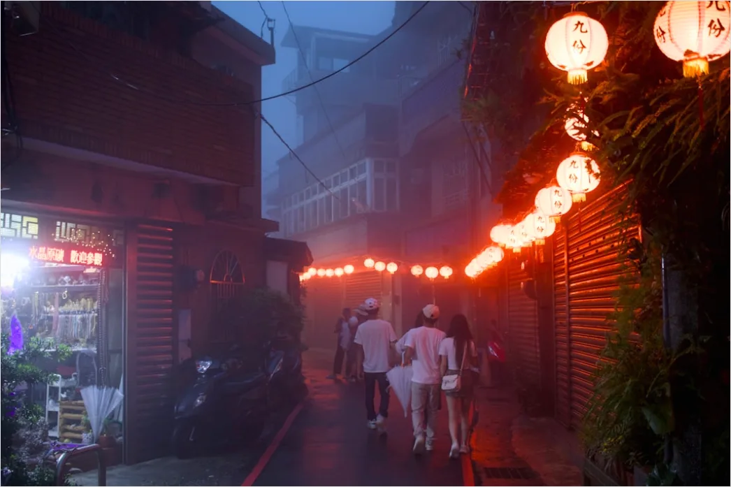 Detail Rainy Alley Neon Lights Bokeh Number 6