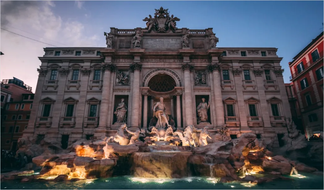 Detail Rome Piazza Fountain Golden Hour Number 4