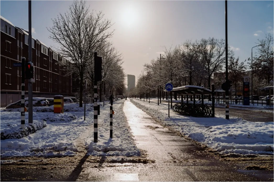 Detail Snowy City Street Quiet Morning Number 11