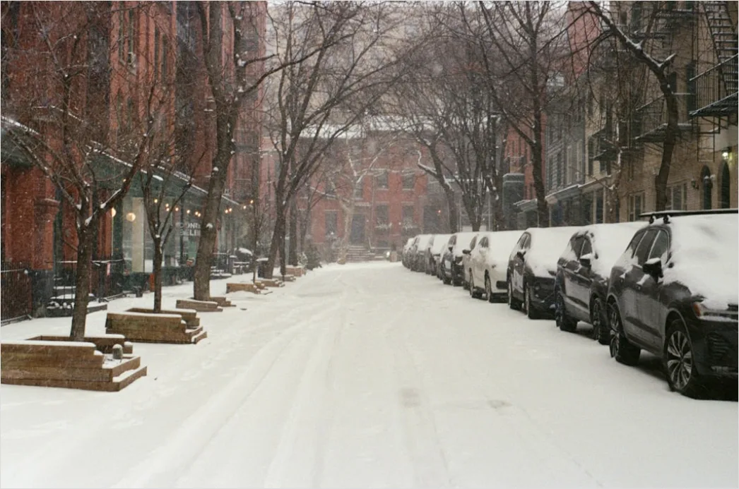Detail Snowy City Street Quiet Morning Number 12