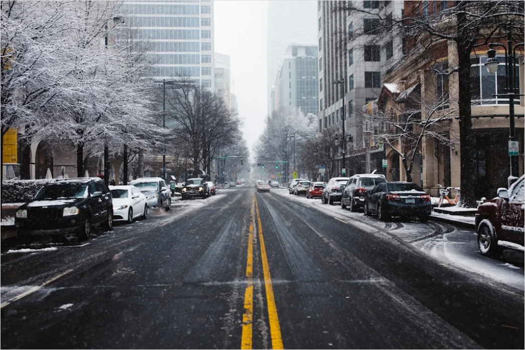 Detail Snowy City Street Quiet Morning Number 14