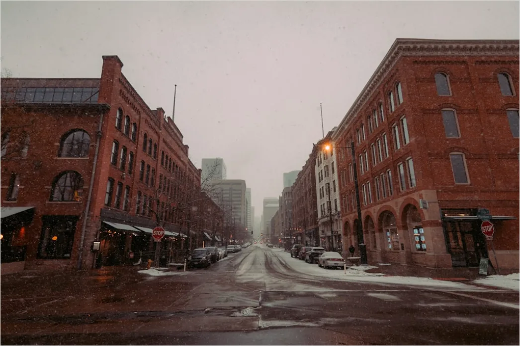 Detail Snowy City Street Quiet Morning Number 16