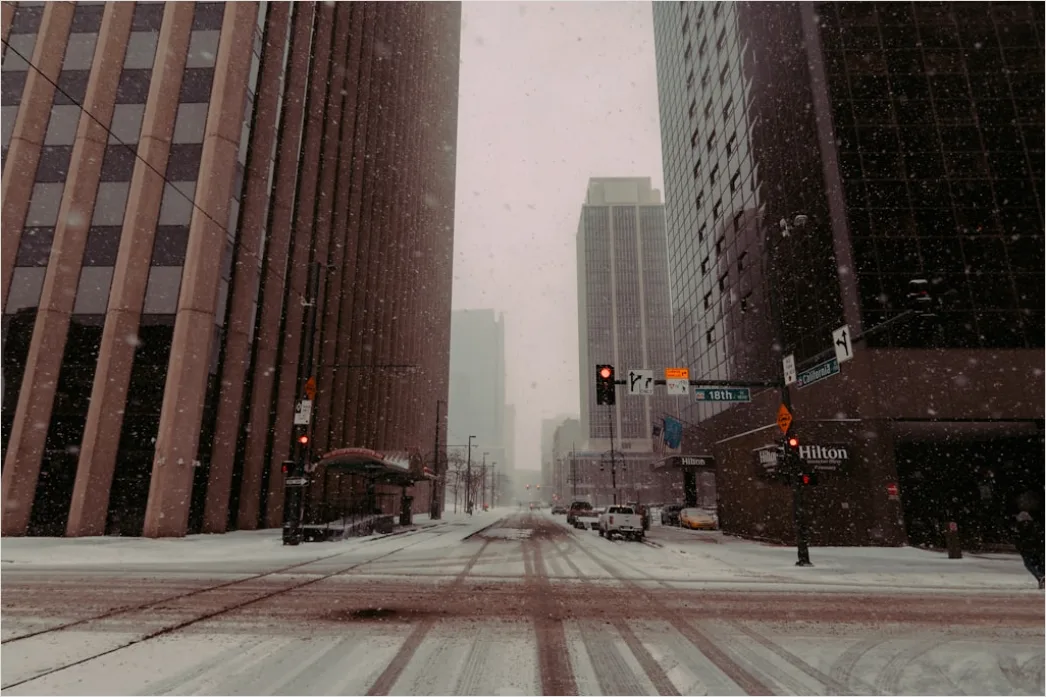 Detail Snowy City Street Quiet Morning Number 19