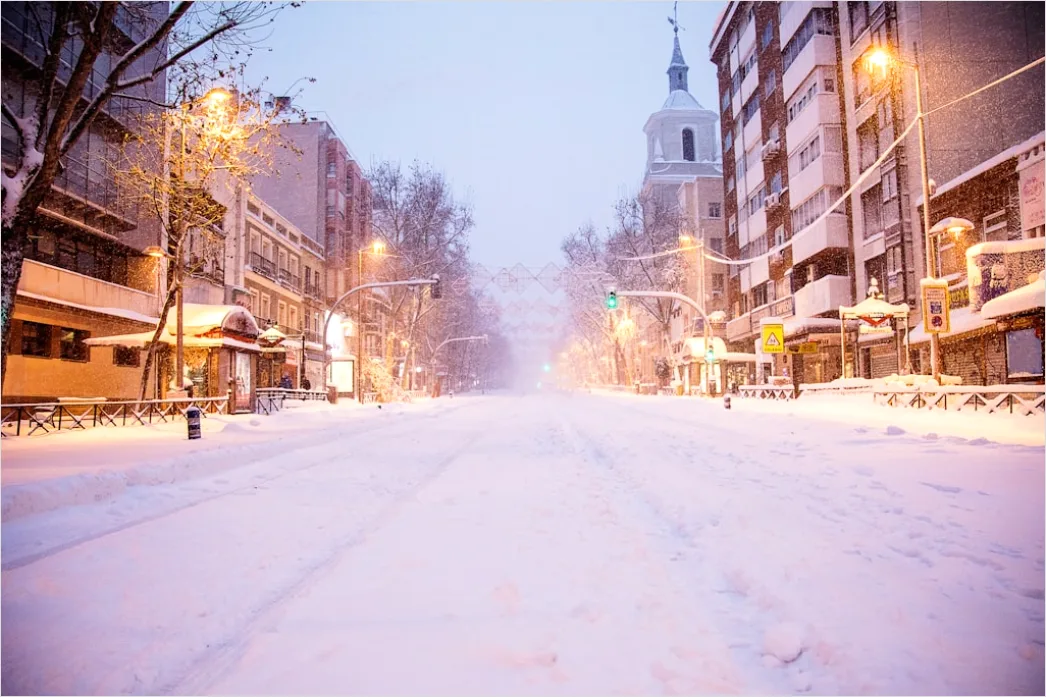 Detail Snowy City Street Quiet Morning Number 4