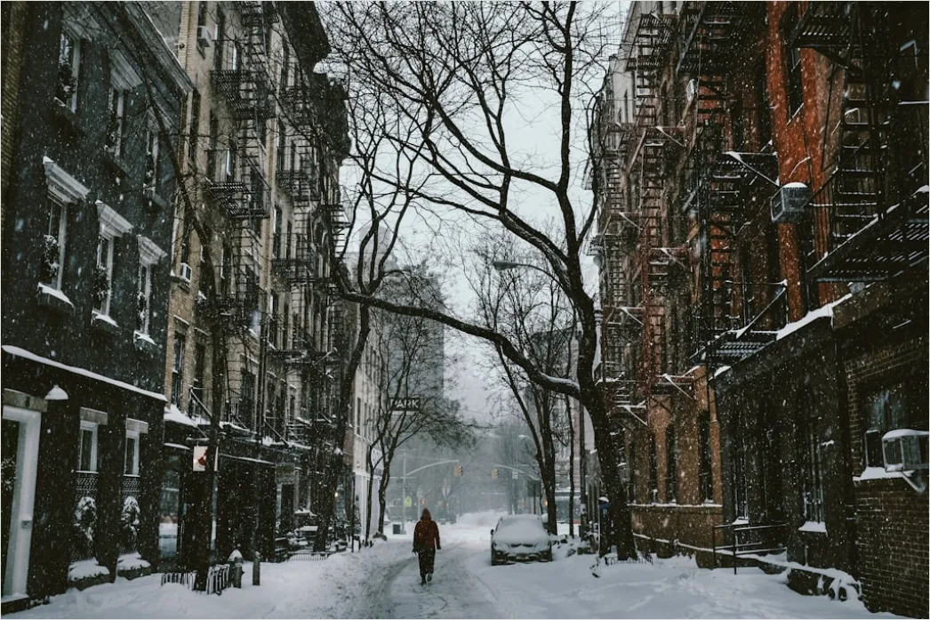 Detail Snowy City Street Quiet Morning Number 8