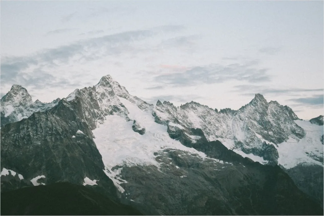 Detail Snowy Mountain Peak Sunrise View Number 12