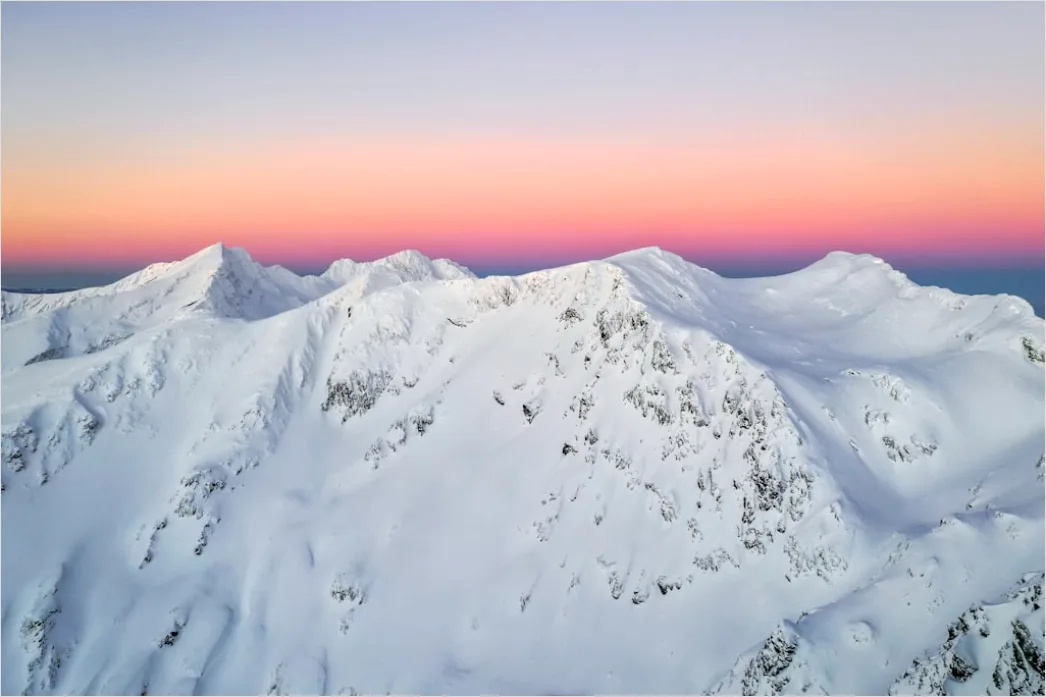 Detail Snowy Mountain Peak Sunrise View Number 15