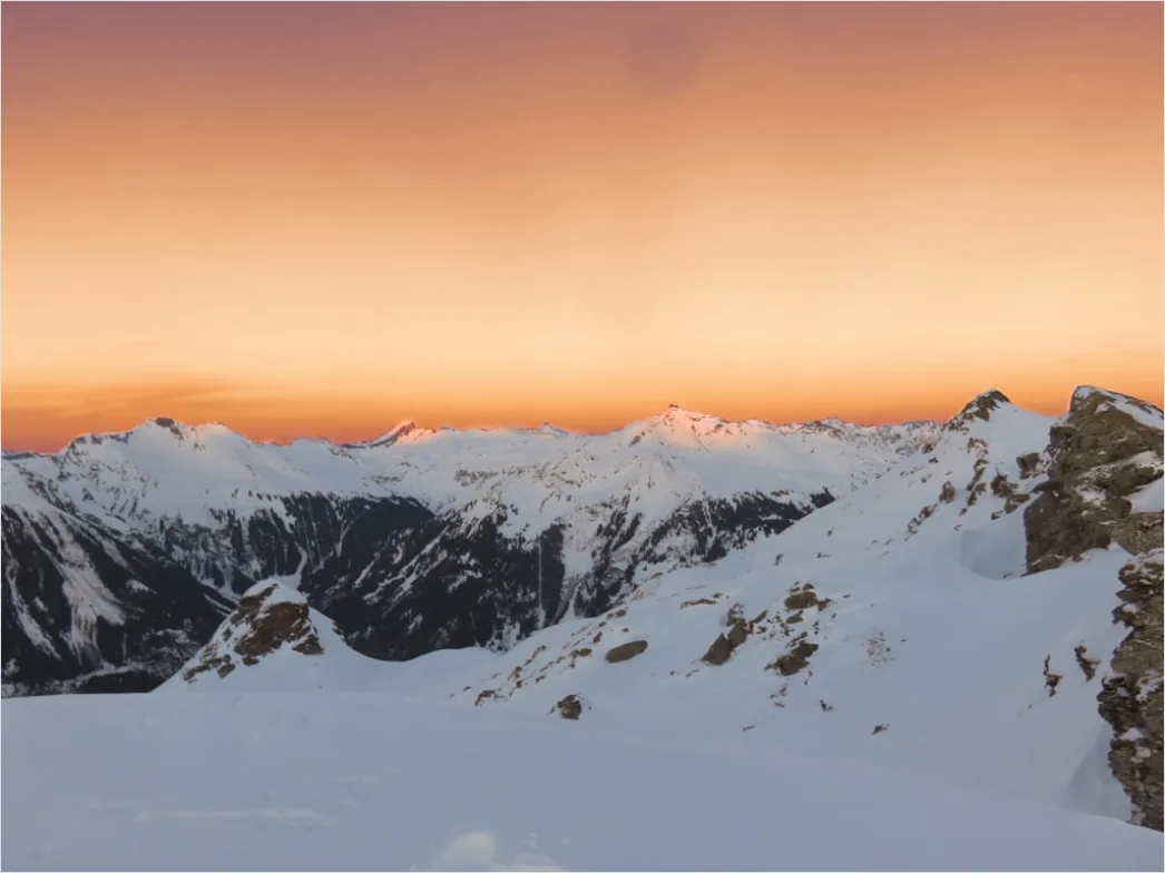 Detail Snowy Mountain Peak Sunrise View Number 17